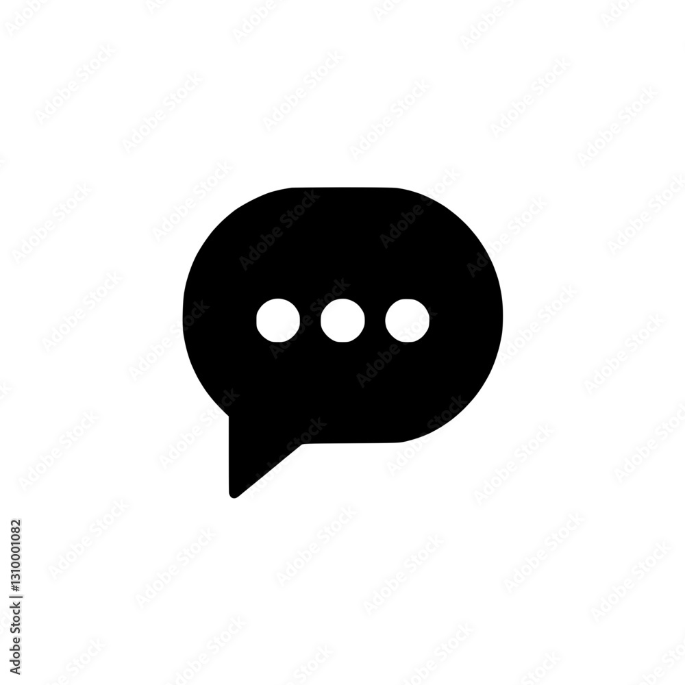 Poster message bubble icon in solid black representing communication and dialogue