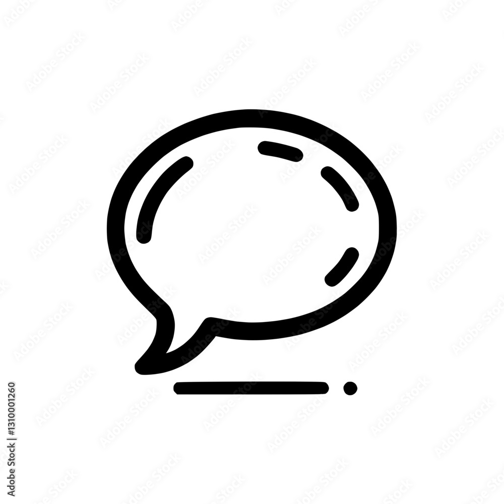 Poster speech bubble icon in solid black representing communication and dialogue
