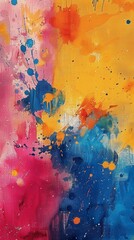 Vibrant abstract art featuring dynamic splashes of color in a lively, energetic composition