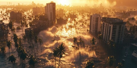 Fototapeta premium Palm tree-lined city street