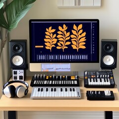 Modern Home Studio Desk Setup: Ergonomic Workspace for Professional Music Production & Sound Design