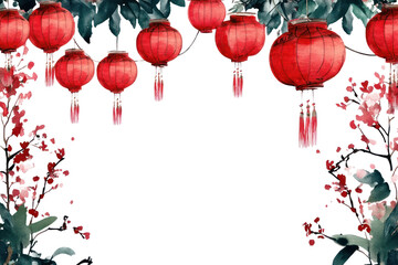 Obraz premium PNG Red asian lantern lanterns blossom red.