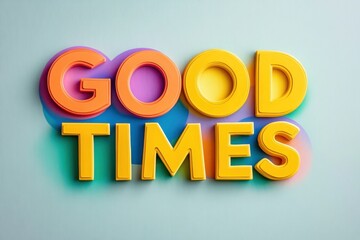 Bright and cheerful minimalist design featuring the phrase good times in bold yellow letters on a pastel background, reflecting joy and summer happiness