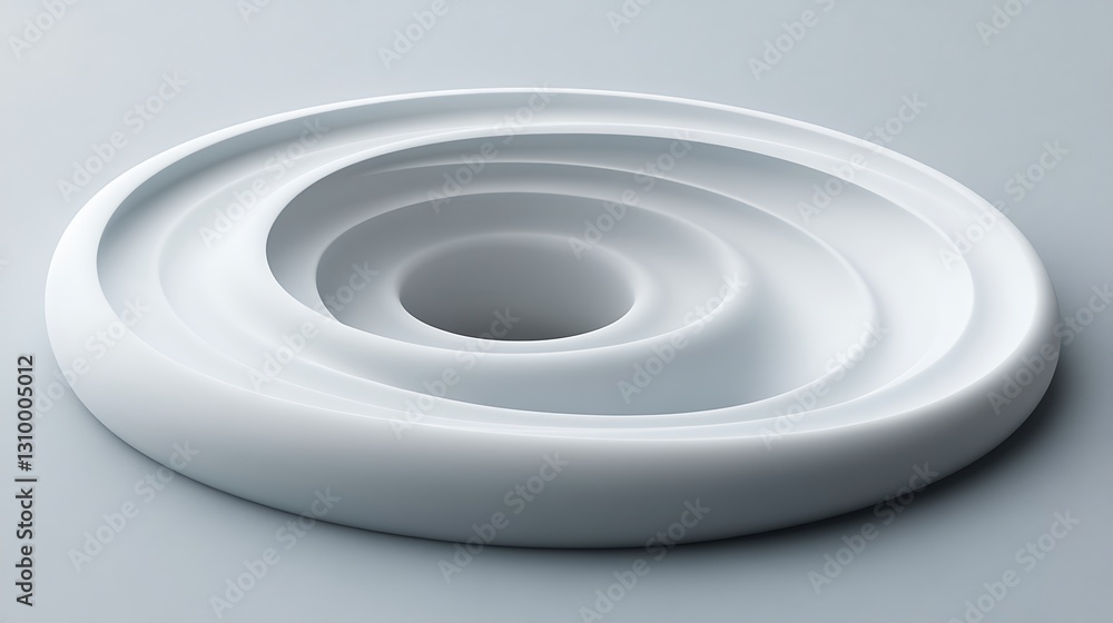 Poster serene white vortex with delicate curvatures in a minimalist rendering