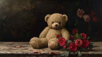 A Valentine's Day gift featuring a teddy bear.  Perfect for a romantic celebration.
 