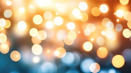 Fototapeta premium Abstract bokeh background with warm gold and cool blue lights