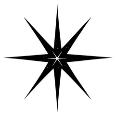 PNG A solid black blink star shape eight-pointed minimalist geometric.