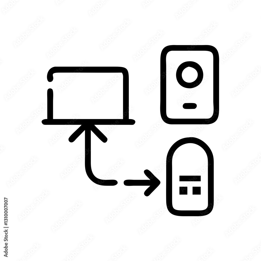 Poster remote project icon showing data flow and connectivity concept