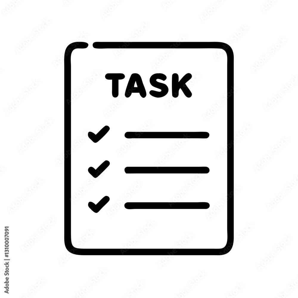 Poster task list icon with checkmarks, productivity and organization concept