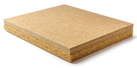 Closeup of a Single Ply of Brown Plywood With a Layer of Brown Insulation Underneath
