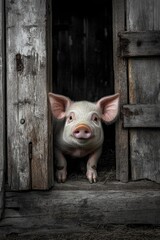 Pig at barn Window