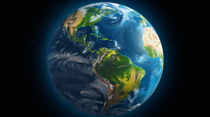 Fototapeta premium High-resolution, super-detailed image of Planet Earth, perfect for environmental, space, and nature-themed backgrounds.