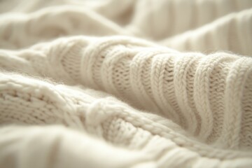 Close-up of white knitted blanket,
