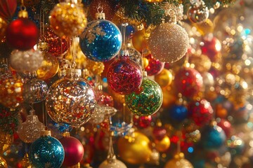 Christmas ornaments on tree