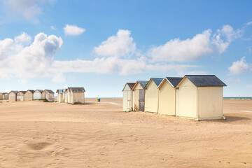 Cabins or Beach Huts. Ouistreham, Normandy region, France