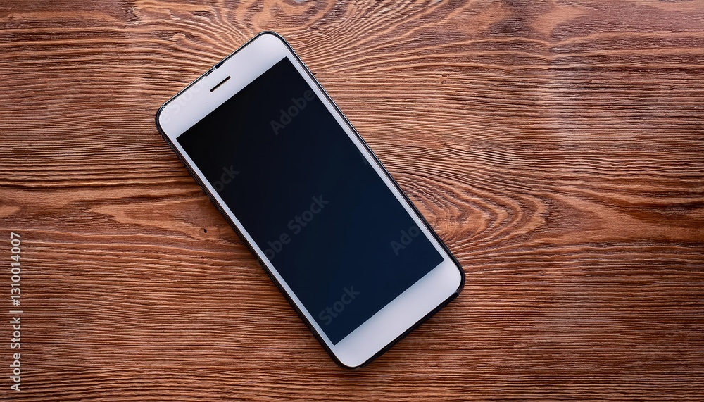 Poster 3d rendered smartphone on wooden table hightech device in a warm, rustic setting, showcasing sleek d