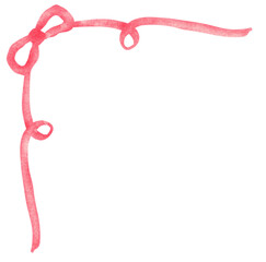 Watercolor Pink Ribbon and Bow Frame Clipart, Valentine Corner Border Decoration for Cards & Social Media