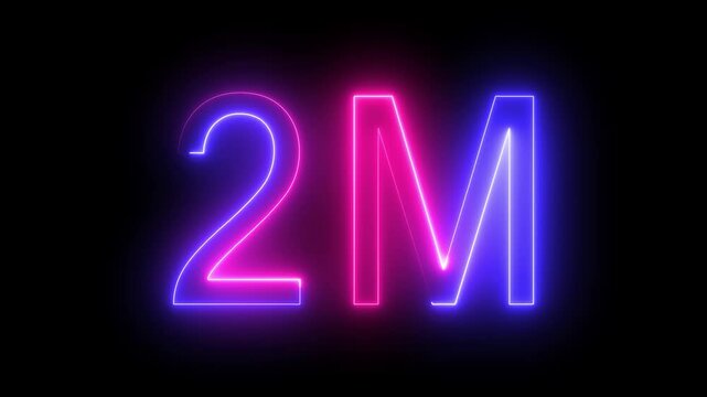 2M text animation on black background.