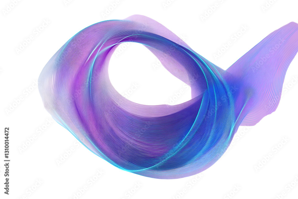 Poster abstract wavy dynamic lines circle round curve shape blue purple gradient isolated on transparent ba