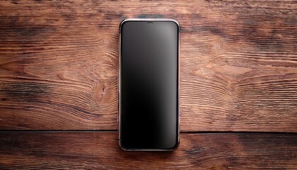HighTech Gadget against Rustic Background A Modern Smartphone Perched on Polished Wood, Showcasing the Sleek Design and Detail in Stylized Perspective, Illuminating a Timeless Contrast.