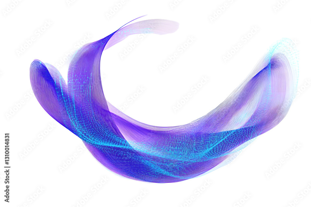 Poster abstract wavy dynamic lines circle round curve shape blue purple gradient isolated on transparent ba