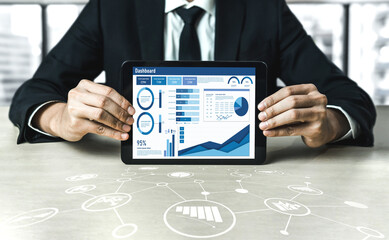 Business data dashboard provide business intelligence analytic for marketing strategy planning snugly with big data set to analyze customer demands and foreseeing business future
