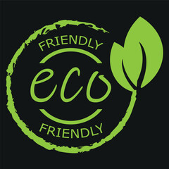 Eco friendly badge.Healthy natural product label logo design with plant leaves.