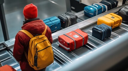Traveler at airport baggage claim
