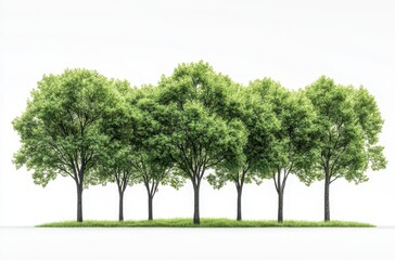 Lush Green Trees Creating an Inviting Natural Environment Under Clear Sky with Soft Shadows on Ground Amidst Serenity and Tranquility in Nature