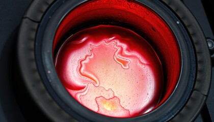Melting red substance laboratory close-up science environment macro view chemical experiment