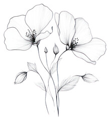 Fototapeta premium PNG Flowers illustration minimalist drawing.