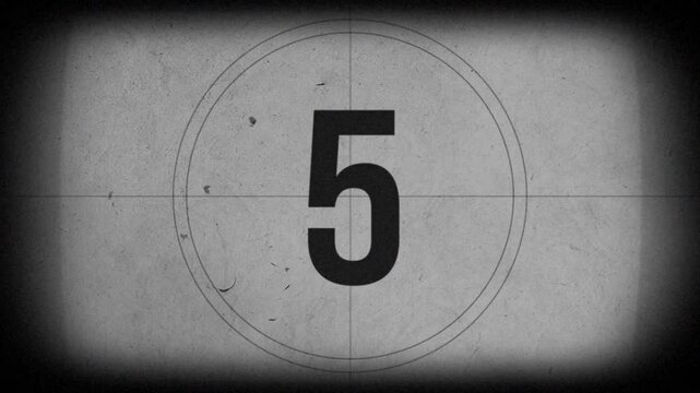 Old movie counter from 10. Vintage Old Film Countdown: Classic Movie Reel Counter in Black and White Retro Style