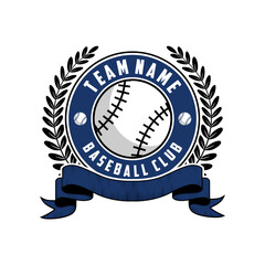 baseball club team logo with circular laurel wreaths, perfect for baseball teams