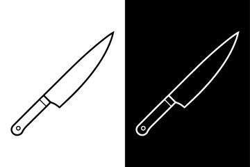 Minimalist Knife Silhouette Vector Icon Black and White Background.