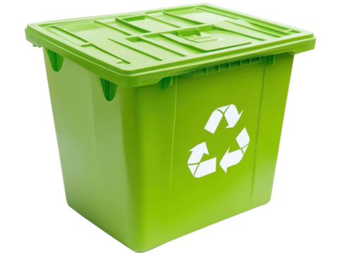 Isolated Closed Green Recycling Bin