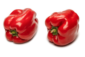 Red bell pepper isolated on a white background.