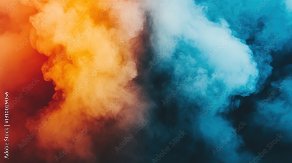 Poster fiery blue: an abstract dance of color and form, a duality of textures and dynamic motion