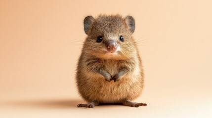 Adorable Brown Fluffy Rodent on Beige Background