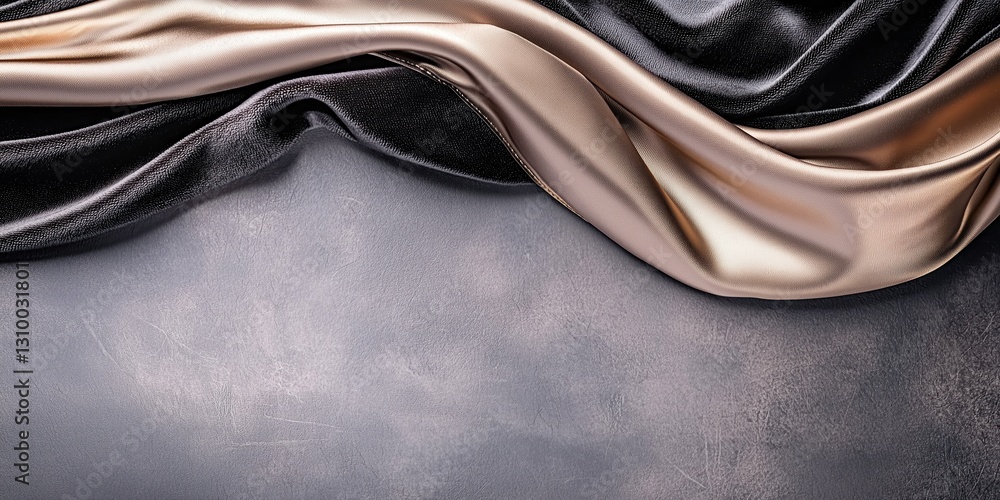 Poster layers of rich fabric create a striking visual contrast on a textured surface with elegant colors an