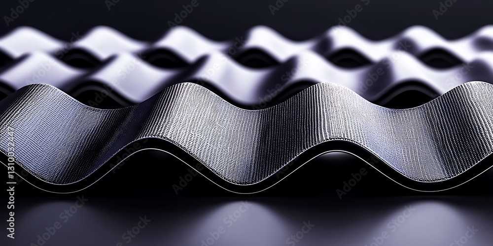 Aufkleber close-up view of wavy textured materials creating a dynamic pattern against a dark background