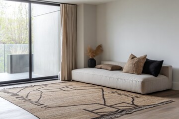Large Geometric Decorative Rug in a Stylish Modern Apartment