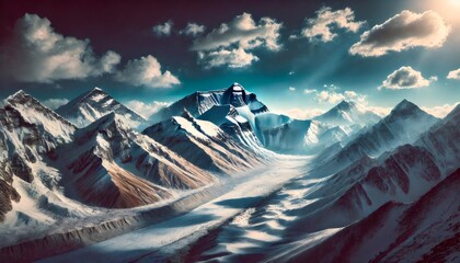 Majestic mount kailash standing tall in snowy himalayas at sunrise © amixen