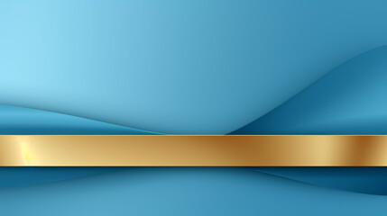 Obraz premium A subtle flat, straight, clear solid vector blue background with golden gradient lines and a premium border, perfect for display panel and product displays.