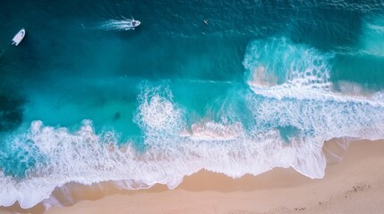 Dynamic waves crashing ocean aerial photography coastal environment bird's eye view serenity and motion