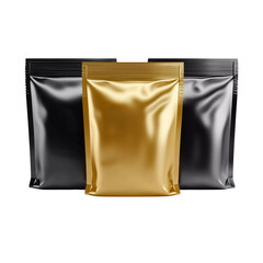 Naklejka premium Black and gold resealable packaging bags, cut out 