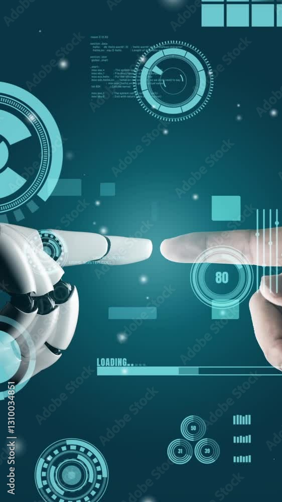 Poster futuristic robot artificial intelligence revolutionary ai technology development and machine learnin