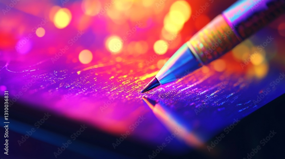 Poster creating digital art table artistic depiction studio close-up stylus on table