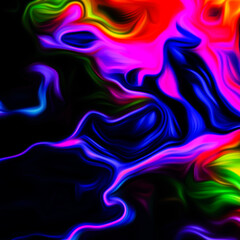 Abstract fluid art digital painting and dynamic swirling patterns with vibrant color transitions.