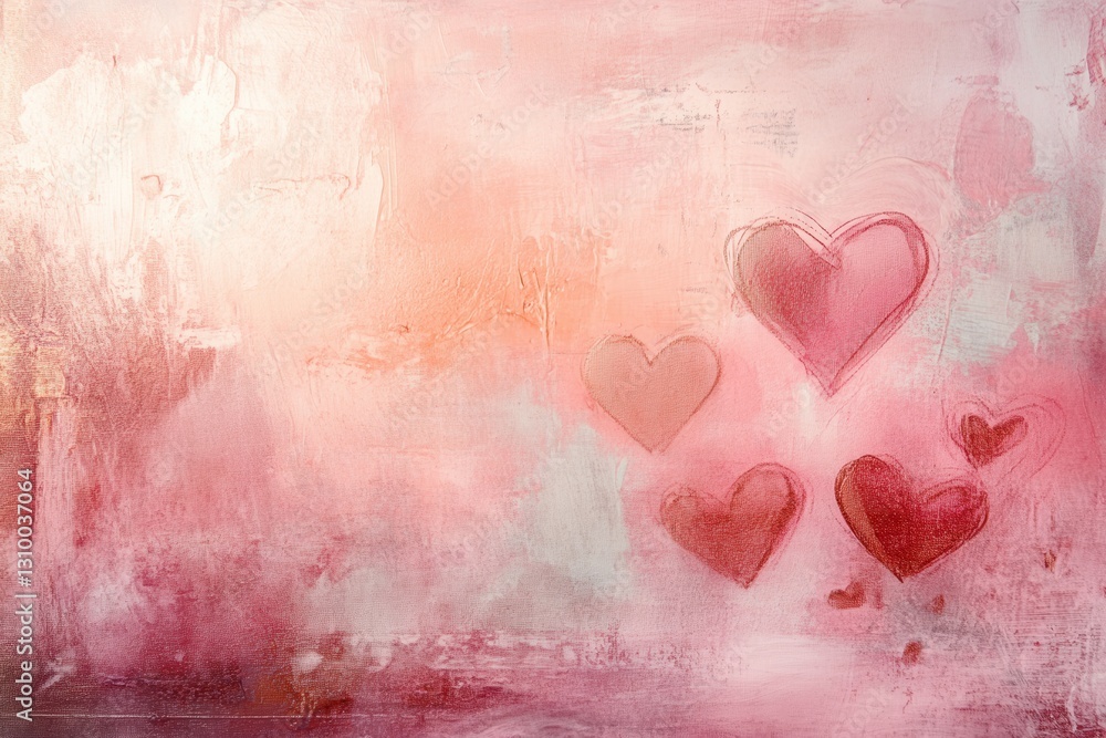 Poster soft pink abstract background capturing love with floating hearts and delicate textures generative a