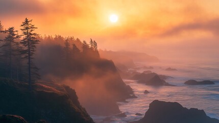 Majestic Sunrise Over Oregon Coast